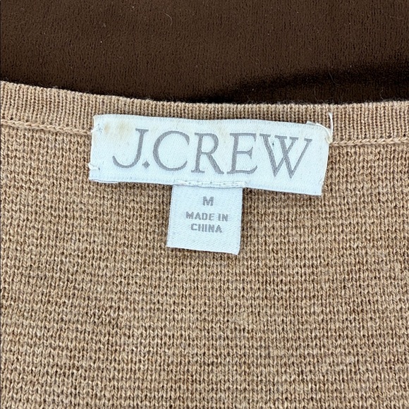 J.Crew Giselle Women’s Camel Cardigan Sweater Size M Merino Wool Cotton Blend - Picture 7 of 12